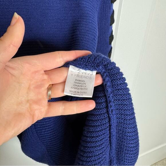 Revolve Lovers + Friends Blue Ribbon Tie Sleeve Chunky Knit Tunic Sweater XXS - Picture 4 of 5